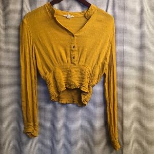 Yellow Long Sleeve Cropped Top